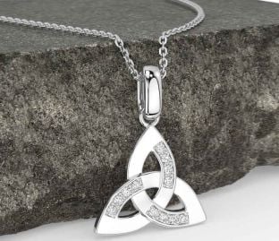 Diamond White Gold Celtic Trinity Knot Necklace