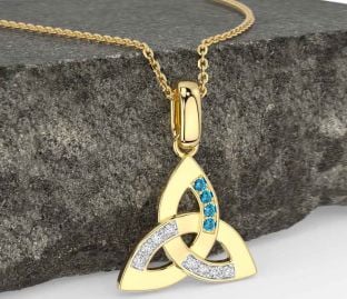 Diamond Topaz Gold Celtic Trinity Knot Necklace