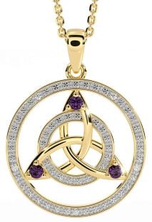 Diamond Alexandrite Gold Silver Celtic Trinity Knot Necklace