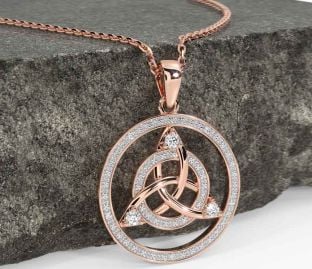 Diamond Rose Gold Celtic Trinity Knot Necklace