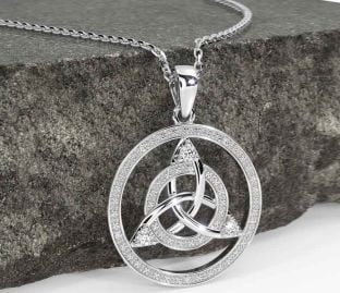Diamond White Gold Celtic Trinity Knot Necklace