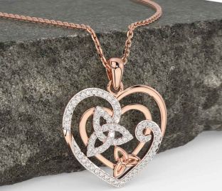 Diamond Rose Gold Celtic Trinity Knot Necklace