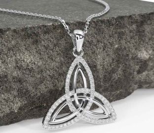 Diamond White Gold Celtic Trinity Knot Necklace