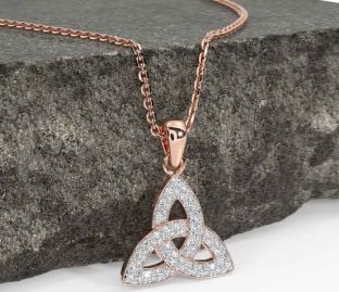 Diamond Rose Gold Celtic Trinity Knot Necklace