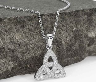 Diamond White Gold Celtic Trinity Knot Necklace