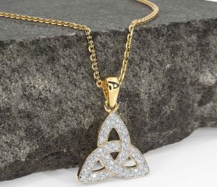 Diamond Gold Celtic Trinity Knot Necklace