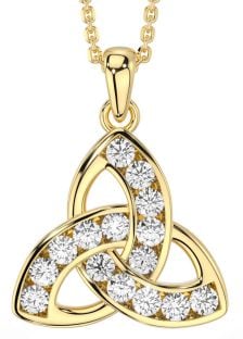 Diamond Gold Silver Celtic Trinity Knot Necklace