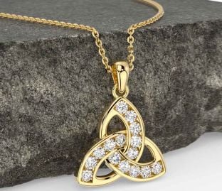 Diamond Gold Silver Celtic Trinity Knot Necklace