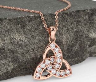Diamond Rose Gold Celtic Trinity Knot Necklace