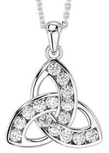 Diamond Silver Celtic Trinity Knot Necklace