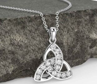 Diamond White Gold Celtic Trinity Knot Necklace