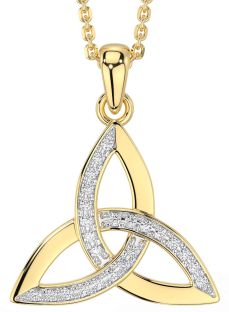 Diamond Gold Silver Celtic Trinity Knot Necklace