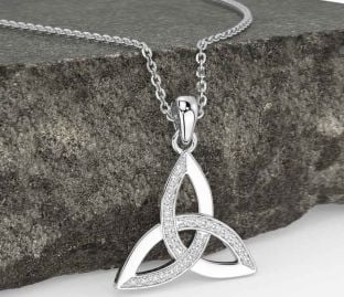 Diamond White Gold Celtic Trinity Knot Necklace