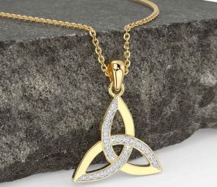 Diamond Gold Celtic Trinity Knot Necklace