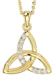 Diamond Gold Silver Celtic Trinity Knot Necklace