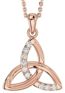 Diamond Rose Gold Celtic Trinity Knot Necklace