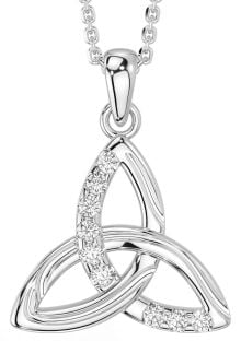 Diamond White Gold Celtic Trinity Knot Necklace
