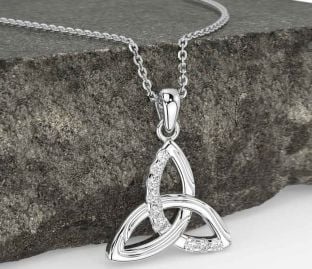 Diamond White Gold Celtic Trinity Knot Necklace