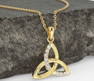 Diamond Gold Celtic Trinity Knot Necklace