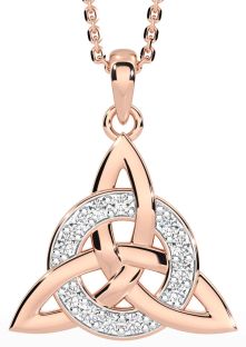 Diamond Rose Gold Celtic Trinity Knot Necklace