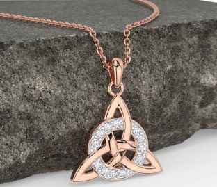 Diamond Rose Gold Celtic Trinity Knot Necklace