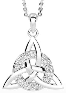 Diamond White Gold Celtic Trinity Knot Necklace