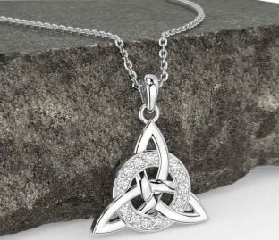 Diamond White Gold Celtic Trinity Knot Necklace