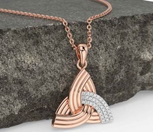 Diamond Rose Gold Celtic Trinity Knot Necklace