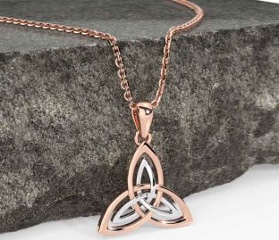 Rose Gold Silver Celtic Trinity Knot Necklace