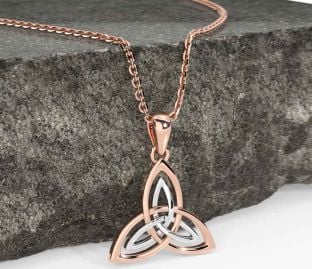 White Rose Gold Celtic Trinity Knot Necklace