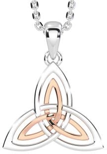 White Rose Gold Celtic Trinity Knot Necklace