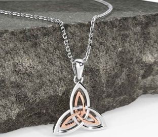 White Rose Gold Celtic Trinity Knot Necklace