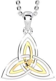 White Yellow Gold Celtic Trinity Knot Necklace