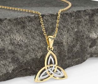White Yellow Gold Celtic Trinity Knot Necklace
