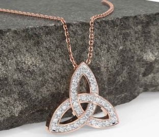 Diamond Rose Gold Celtic Trinity Knot Necklace