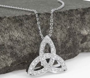 Diamond White Gold Celtic Trinity Knot Necklace
