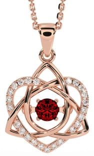 Diamante Granato Rosa Oro Argento celtico Nodo Cuore Collana