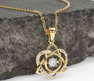 Diamant Zlato stříbrný keltský Uzel Srdce Náhrdelník