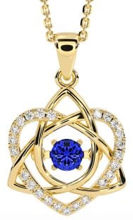 Diamond Sapphire Gold Silver Celtic Knot Heart Necklace