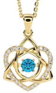 Diamond Topaz Gold Silver Celtic Knot Heart Necklace