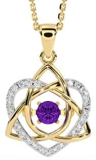 Diamond Amethyst Gold Silver Celtic Knot Heart Necklace