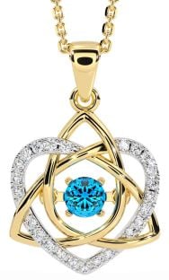 Diamond Topaz Gold Silver Celtic Knot Heart Necklace