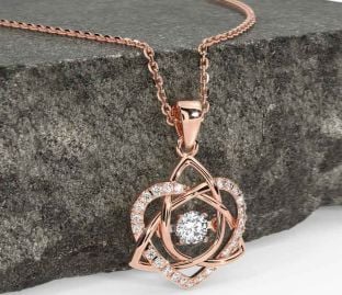 Diamond Rose Gold Celtic Knot Heart Necklace