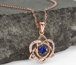 Diamante Zafiro Rosa Oro céltico Nudo Corazón Collar