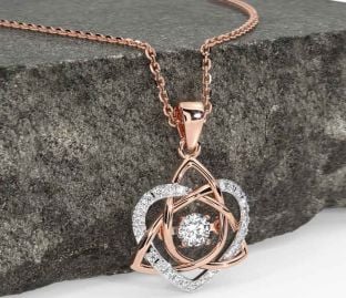 Diamond White Rose Gold Celtic Knot Heart Necklace