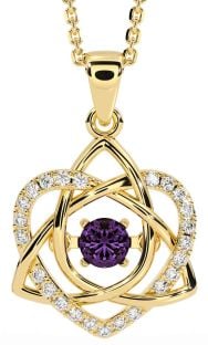 Diamond Alexandrite Gold Celtic Knot Heart Necklace