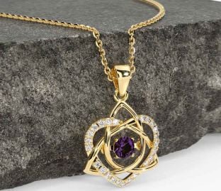 Diamant alexandrit Zlato keltský Uzel Srdce Náhrdelník