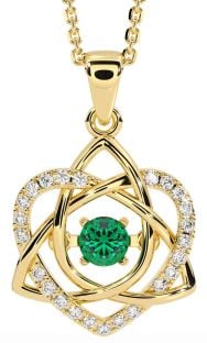Diamant Smaragd Gold keltisch Knoten Herz Halskette