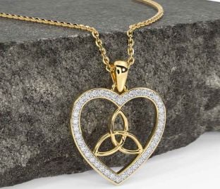 Diamond Gold Silver Celtic Trinity Knot Necklace