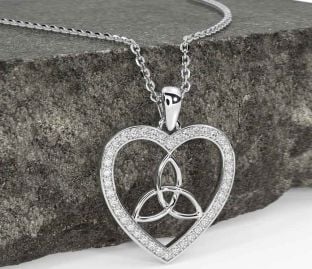 Diamond White Gold Celtic Trinity Knot Necklace